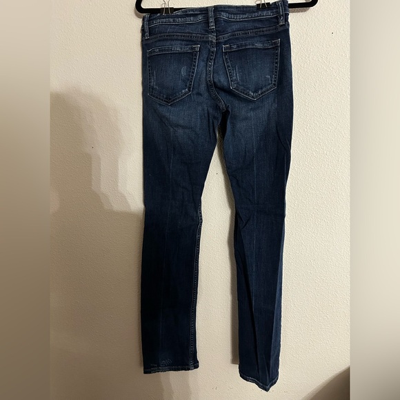 Banana Republic Size 2 Classic Straight Leg Dark Wash Distressed Jeans - Picture 3 of 6